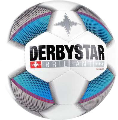Derbystar Voetbal Brillant S-Light Dual Bounded Wit zilver blauw 1025 10 stuks met gratis ballenzak en pomp
