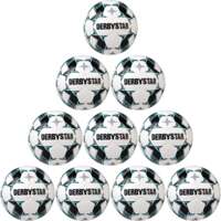 Derbystar Voetbal Brillant DB wit blauw zwart 1147 10 stuks met gratis ballenzak en pomp