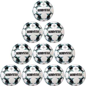 Derbystar Voetbal Brillant DB wit blauw zwart 1147 10 stuks met gratis ballenzak en pomp