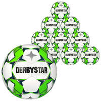 DerbyStar Voetbal Brillant TT Wit groen grijs 1138 10 stuks met gratis ballenzak en pomp