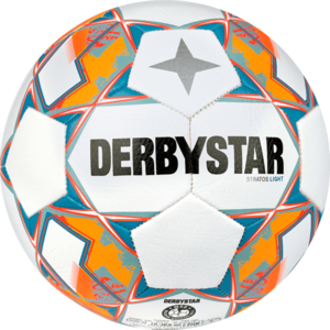 Derbystar Voetbal Stratos V23 Light Wit blauw oranje 1043 10 stuks met gratis ballenzak en pomp