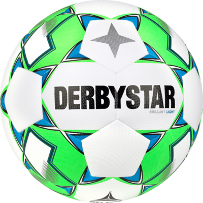 Derbystar Voetbal Brillant Light DB wit groen blauw 1033 10 stuks met gratis ballenzak en pomp