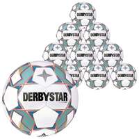 Derbystar Voetbal Stratos V23 Light Wit blauw oranje 1043 10 stuks met gratis ballenzak en pomp