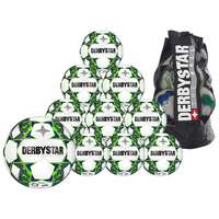 Derbystar Voetbal Brillant Light DB wit groen blauw 1033 10 stuks met gratis ballenzak en pomp