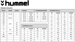 Hummel TIGHTS First Performance 3/4 maattabel