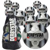 Derbystar Voetbal Apus Pro TT wit/zwart 10 stuks met gratis ballenzak en pomp