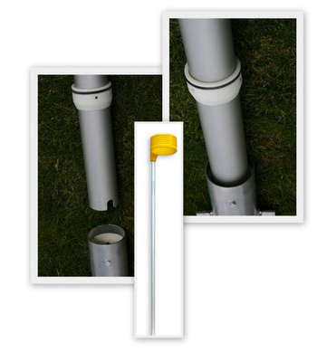 Deelbare Korfbalpaal Aluminium Voor Kunstgras Voor Grondkoker