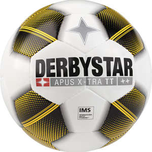 Derbystar Voetbal Apus X-Tra TT wit/geel 10 stuks met gratis ballenzak en pomp