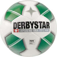 Derbystar Voetbal Apus X-Tra TT wit/groen 10 stuks met gratis ballenzak en pomp