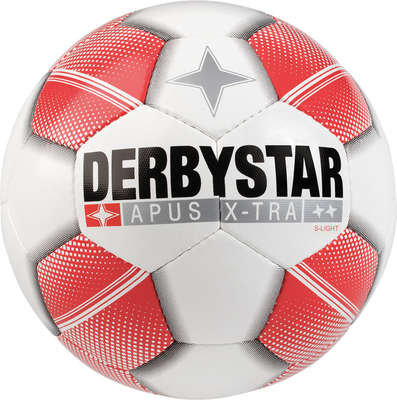 Derbystar Voetbal Apus X-tra S-Light wit/rood 10 stuks met gratis ballenzak en pomp