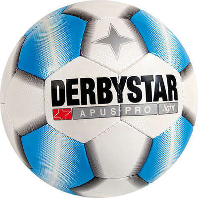 Derbystar Voetbal Apus Pro Light wit/blauw 10 stuks met gratis ballenzak en pomp