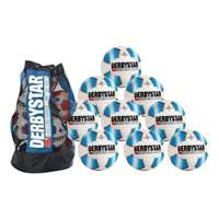 Derbystar Voetbal Apus Pro Light wit/blauw 10 stuks met gratis ballenzak en pomp