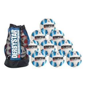 Derbystar Voetbal Apus X-tra Light wit/blauw 10 stuks met gratis ballenzak en pomp
