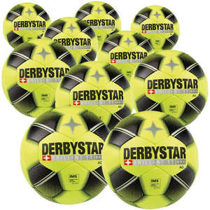 Derbystar Voetbal Brillant TT AG geel 10 stuks met gratis ballenzak en pomp
