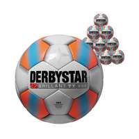 Derbystar Voetbal Brillant TT Wit oranje blauw 1238 10 stuks met gratis ballenzak en pomp