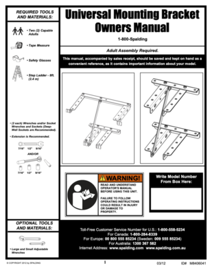 Spalding Extension Bracket Backboard 8406