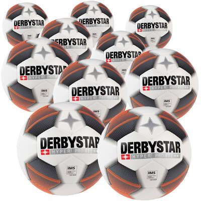 Derbystar Voetbal Hyper Pro TT 1019 10 stuks met gratis ballenzak en pomp