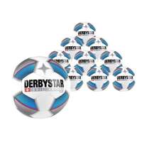 Derbystar Voetbal Brillant S-Light Dual Bounded Wit zilver blauw 1025 10 stuks met gratis ballenzak en pomp