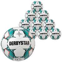 Derbystar Voetbal Brillant TT HS Wit groen zwart 1133 10 stuks met gratis ballenzak en pomp