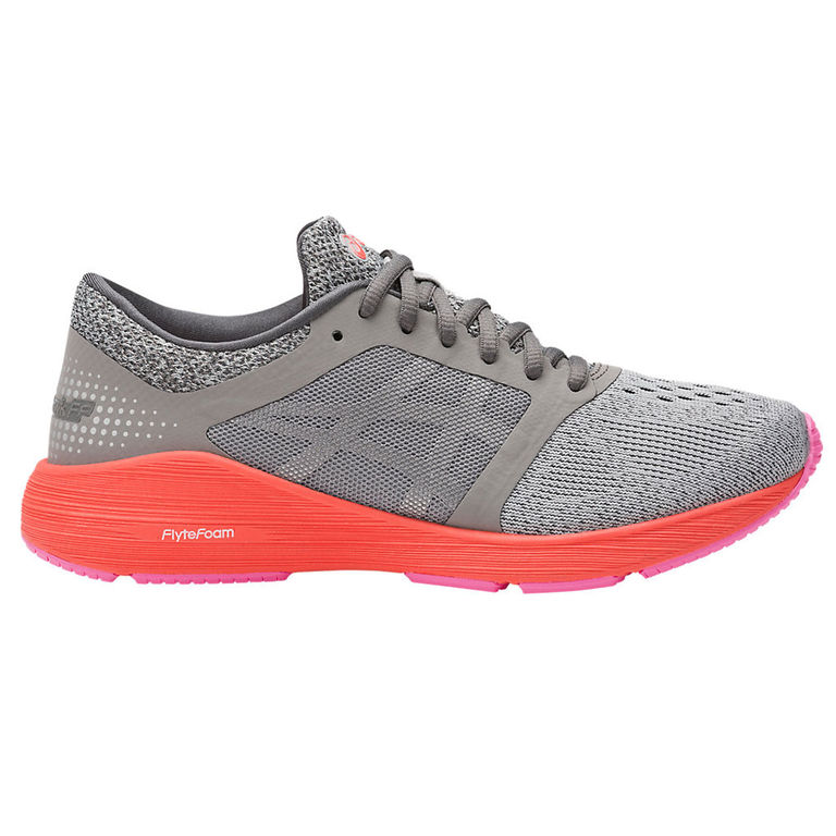 Asics Women's Roadhawk FF Trainers Carbon-Silver-Flash Coral UK 5 Grey